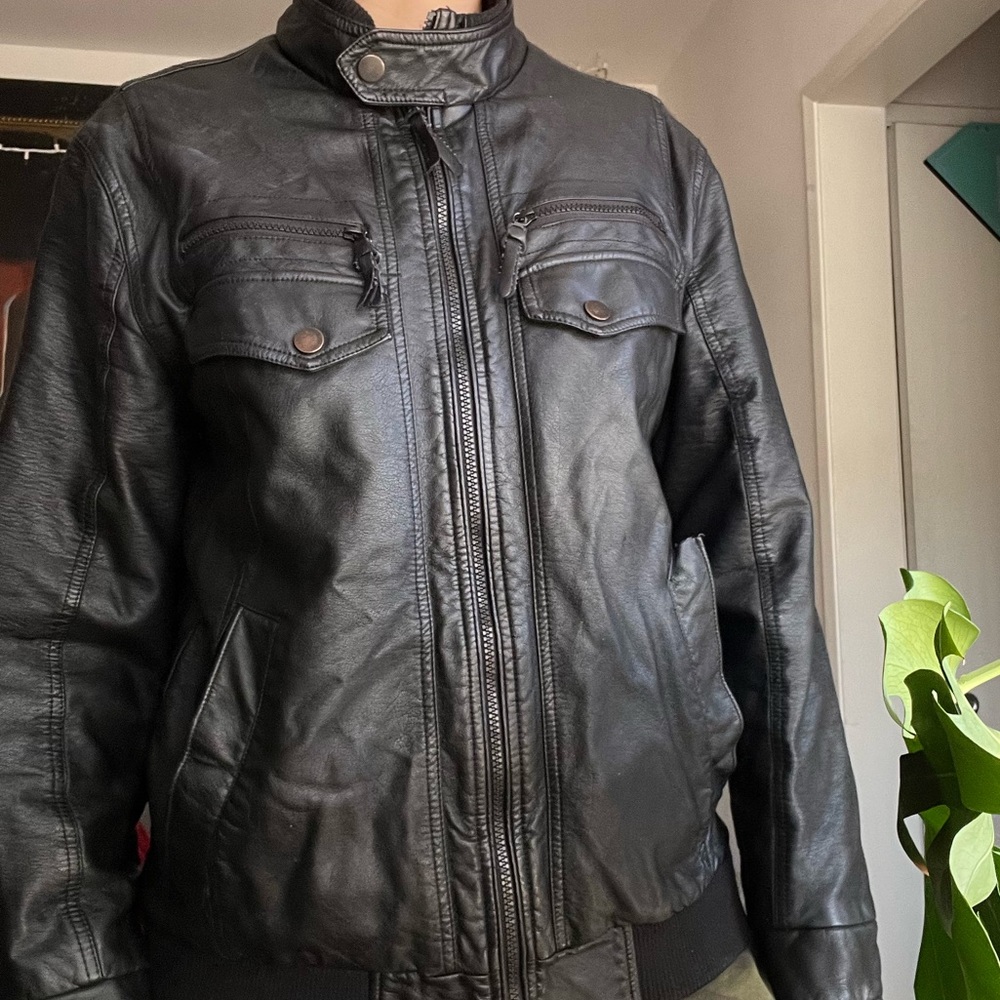 Black moto leather jacket